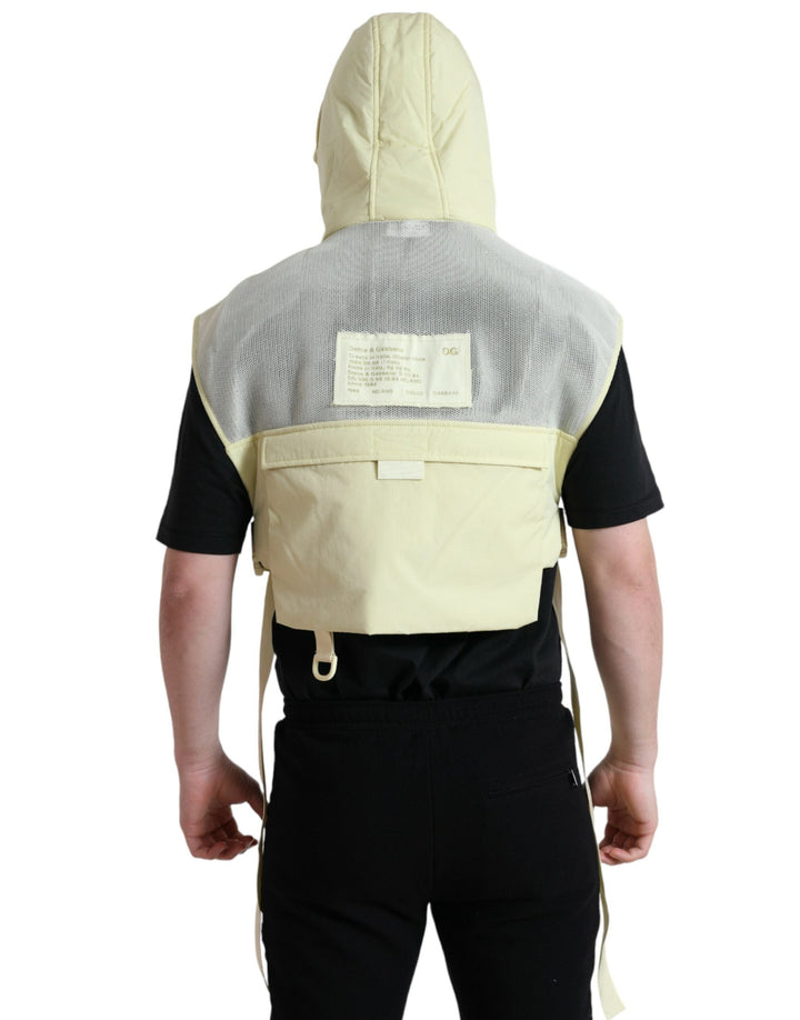 Men’s Dolce &amp; Gabbana Yellow Nylon Hooded Sportswear Vest Jacket
