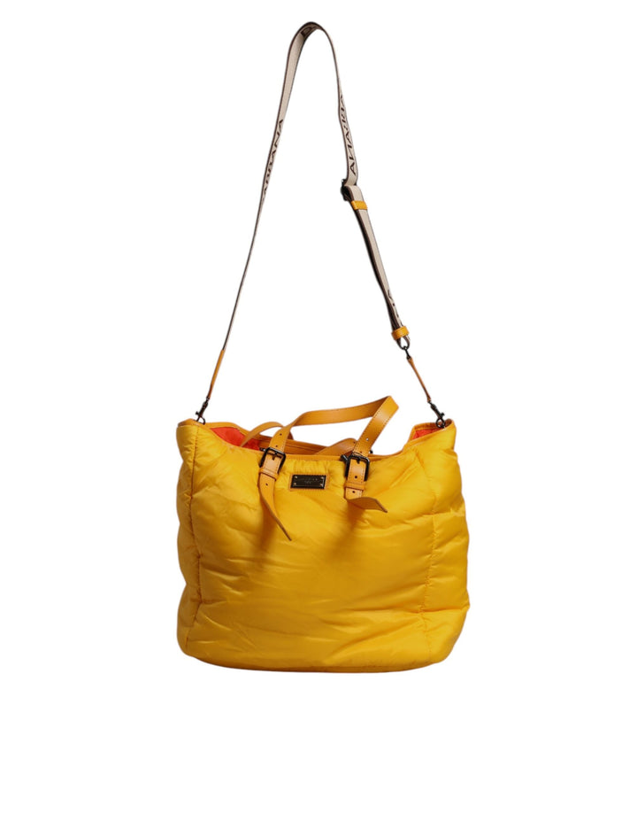Men’s Dolce &amp; Gabbana Yellow Orange Nylon Logo Plaque Hand Shoulder Duffle Bag