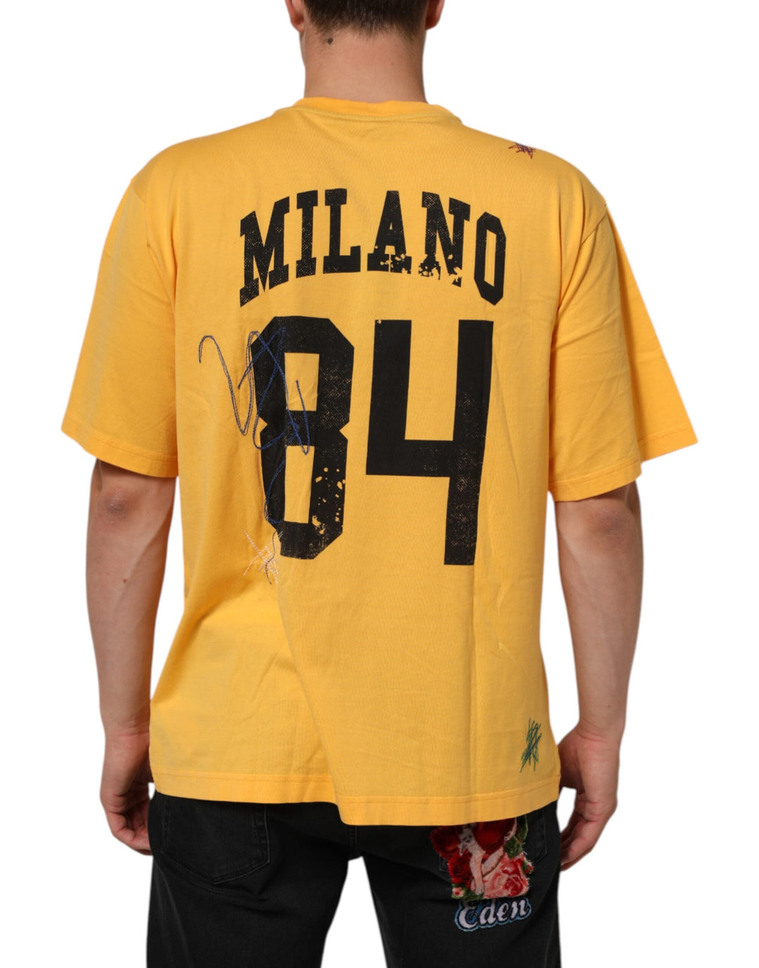 Dolce &amp; Gabbana Yellow Secret Graden Floral Cotton Crewneck T-shirt