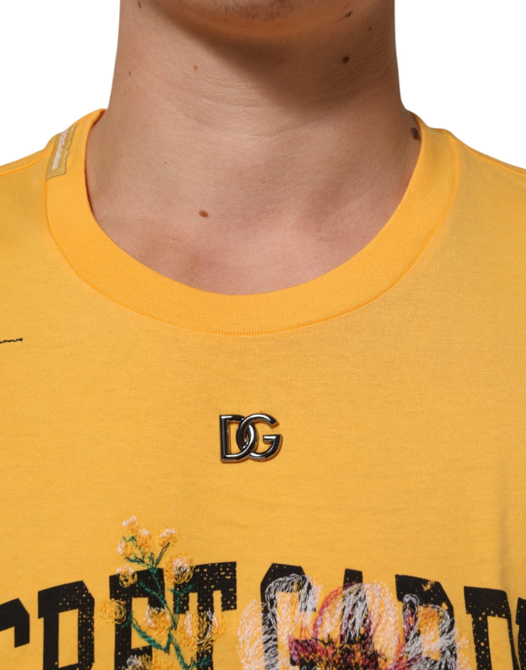 Dolce &amp; Gabbana Yellow Secret Graden Floral Cotton Crewneck T-shirt
