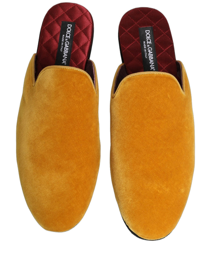 Men’s Dolce &amp; Gabbana Yellow Suede Slides Flat Slipper Men Shoes