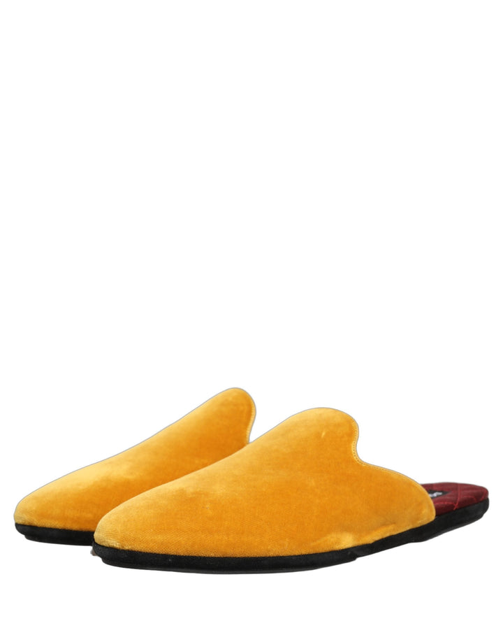 Men’s Dolce &amp; Gabbana Yellow Suede Slides Flat Slipper Men Shoes