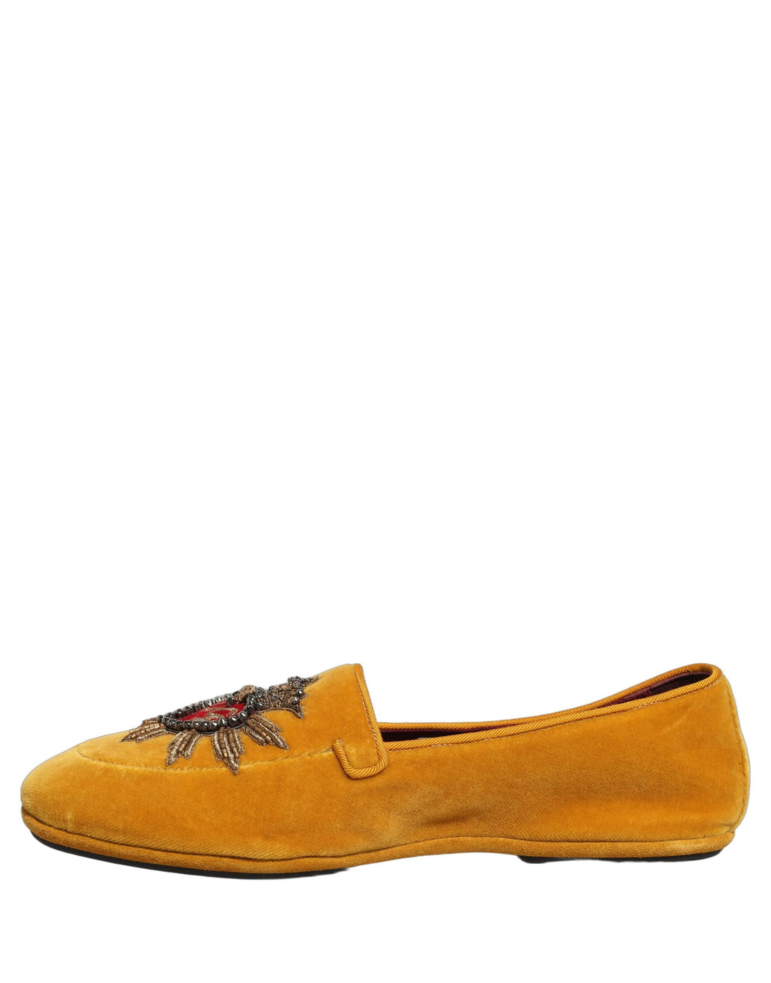 Men’s Dolce &amp; Gabbana Yellow Velvet Dg Heart Loafers Flats Shoes