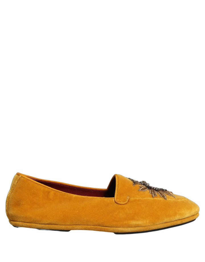 Men’s Dolce &amp; Gabbana Yellow Velvet Dg Heart Loafers Flats Shoes