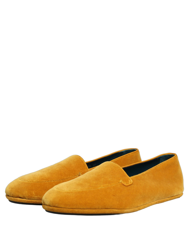 Men’s Dolce &amp; Gabbana Yellow Velvet Slip on Men Dress Loafers Shoes