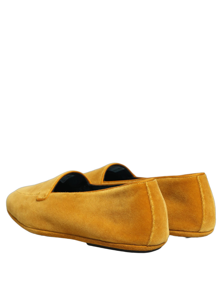 Men’s Dolce &amp; Gabbana Yellow Velvet Slip on Men Dress Loafers Shoes
