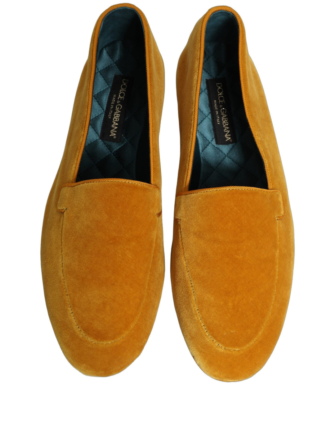 Men’s Dolce &amp; Gabbana Yellow Velvet Slip on Men Dress Loafers Shoes