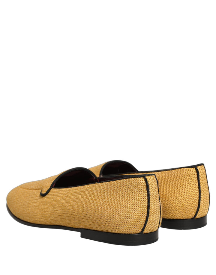 Men’s Dolce &amp; Gabbana Yellow Woven Men Slip on Dress Loafers Shoes