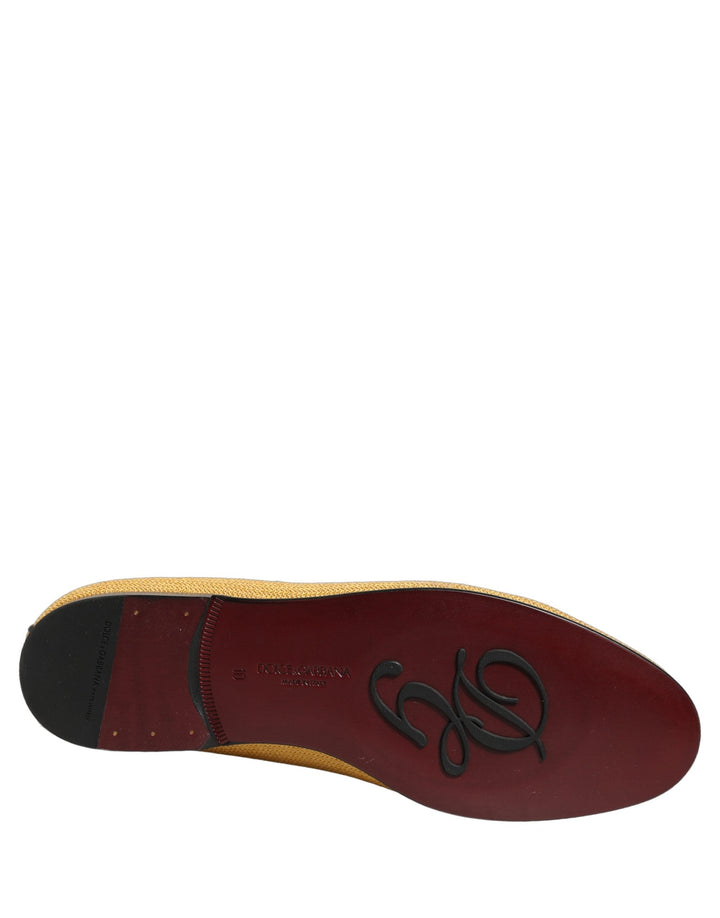 Men’s Dolce &amp; Gabbana Yellow Woven Men Slip on Dress Loafers Shoes