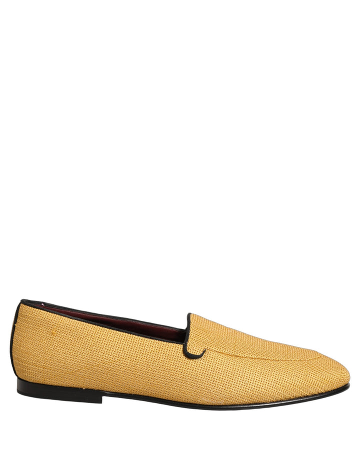 Men’s Dolce &amp; Gabbana Yellow Woven Men Slip on Dress Loafers Shoes