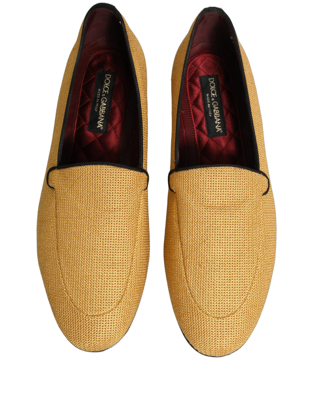 Men’s Dolce &amp; Gabbana Yellow Woven Men Slip on Dress Loafers Shoes