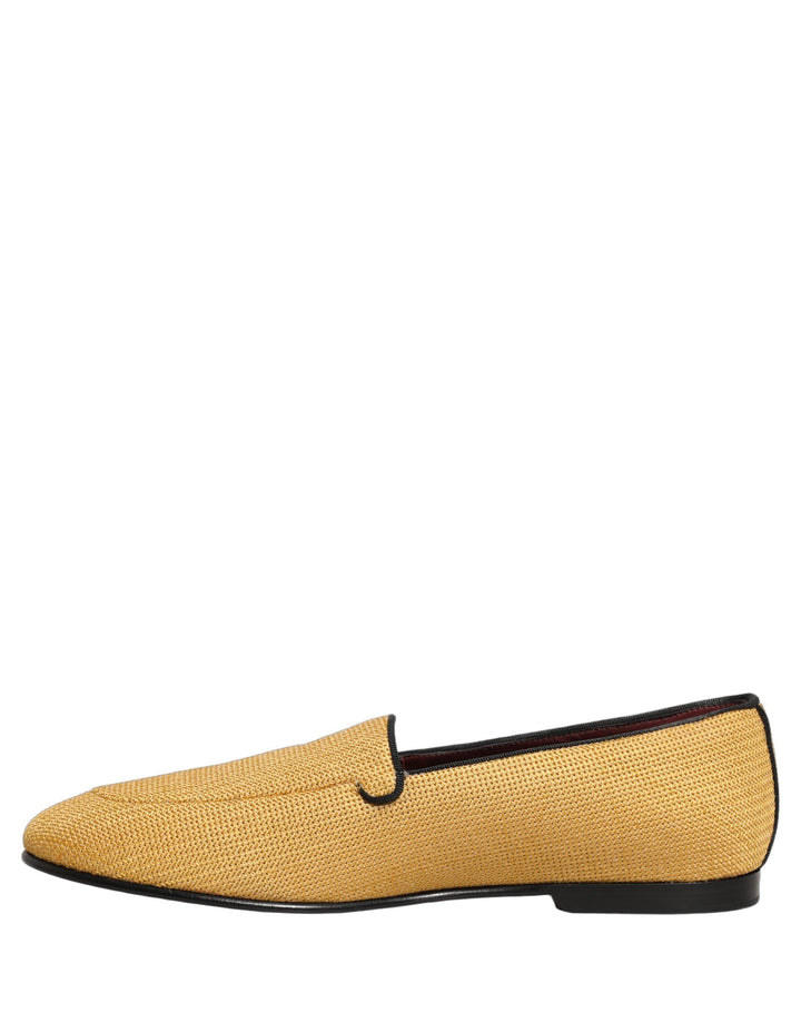Men’s Dolce &amp; Gabbana Yellow Woven Men Slip on Dress Loafers Shoes