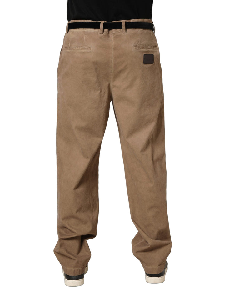 Men’s Domenico Tagliente Beige Cotton Straight Leg Men Trouser Pants