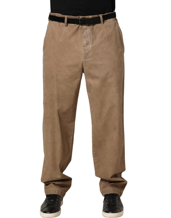 Men’s Domenico Tagliente Beige Cotton Straight Leg Men Trouser Pants