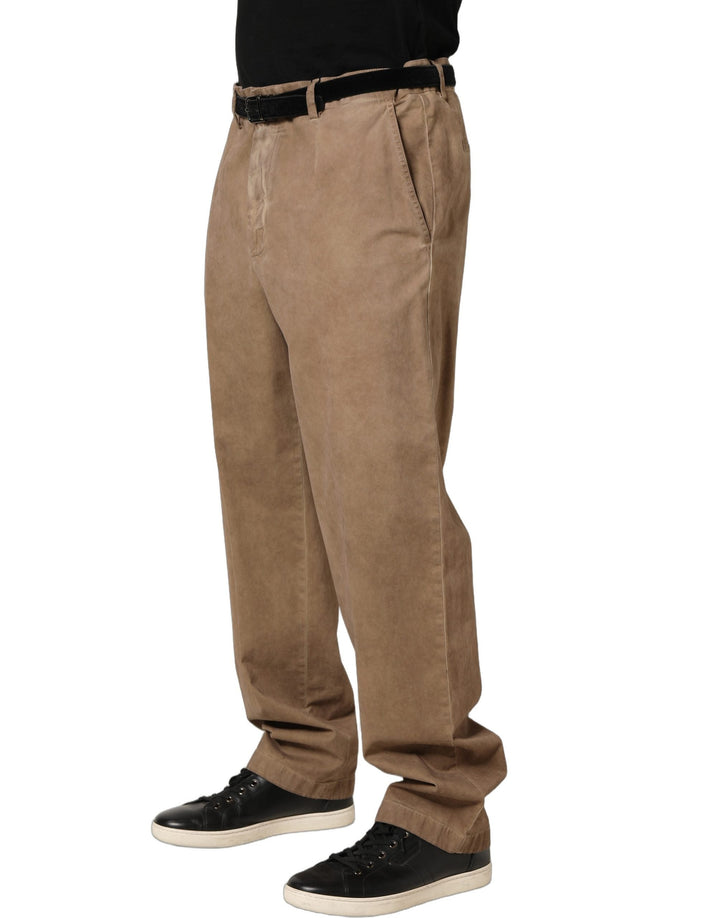 Men’s Domenico Tagliente Beige Cotton Straight Leg Men Trouser Pants
