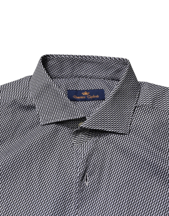 Men’s Domenico Tagliente Gray Patterned Long Sleeves Dress Shirt