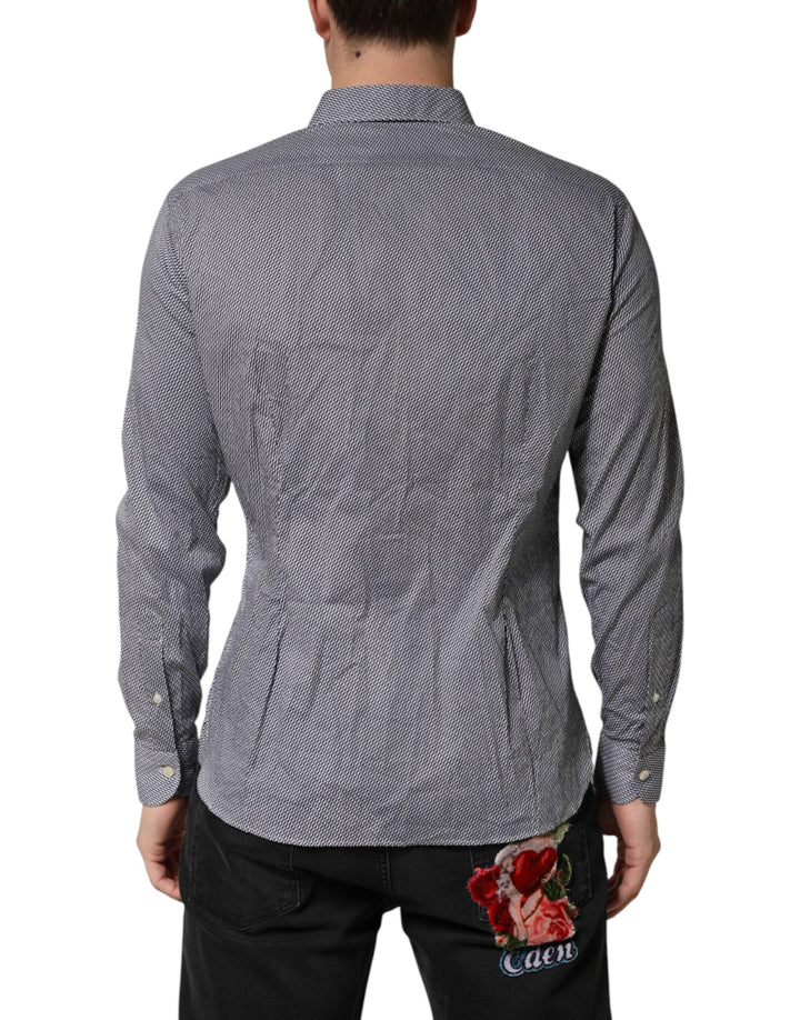 Men’s Domenico Tagliente Gray Patterned Long Sleeves Dress Shirt