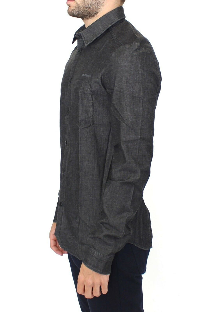Men’s Ermanno Scervino Denim Jeans Cotton Casual Gray Stretch Shirt