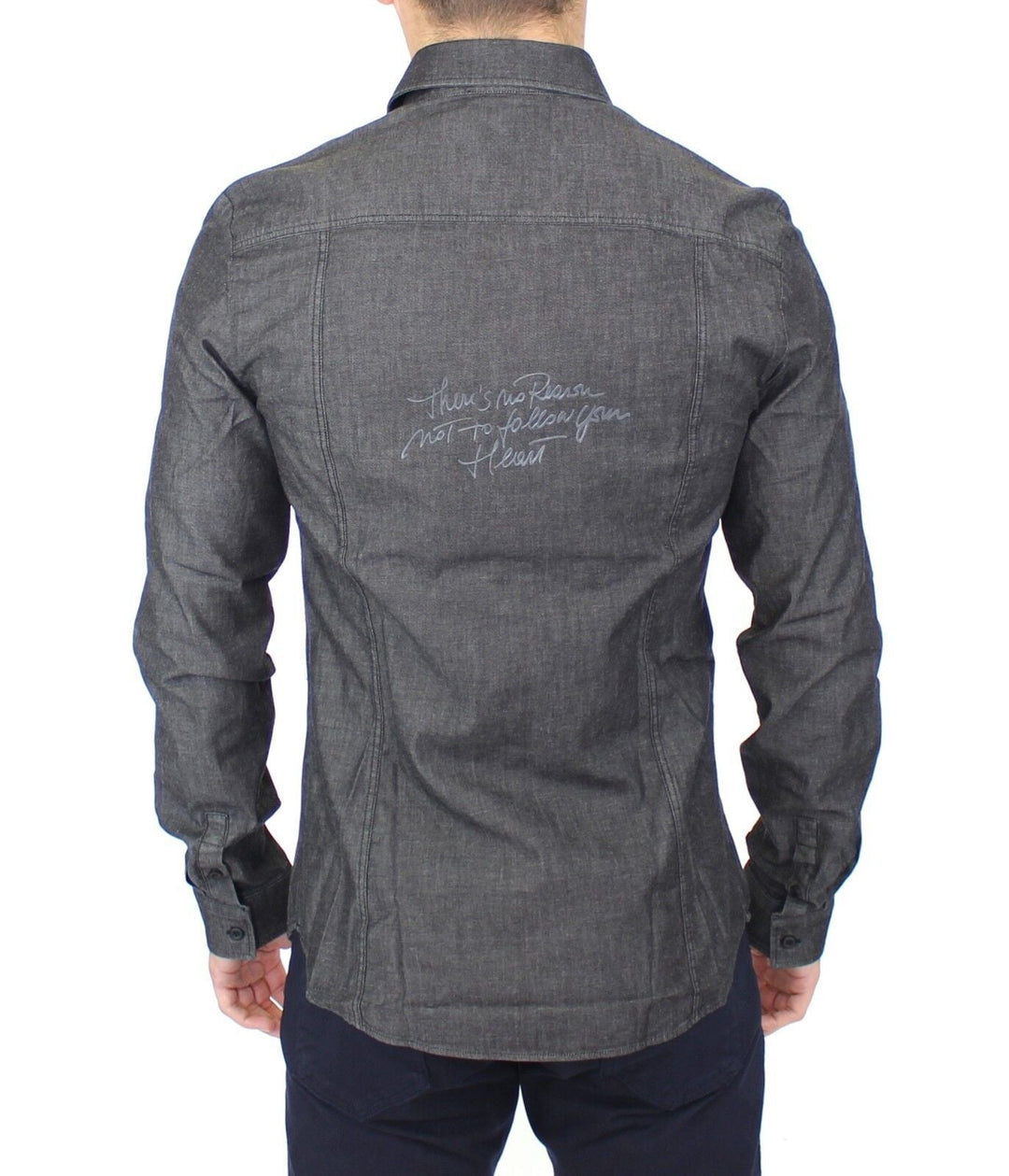 Men’s Ermanno Scervino Denim Jeans Cotton Casual Gray Stretch Shirt