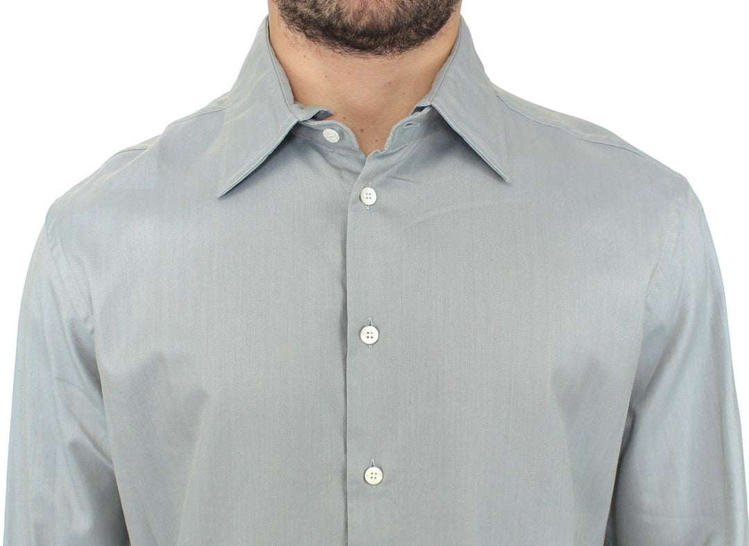 Men’s Ermanno Scervino Gray Cotton Long Sleeve Casual Shirt Top