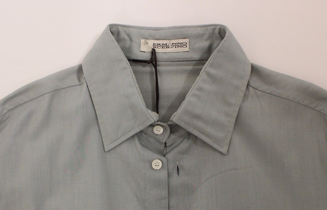 Men’s Ermanno Scervino Gray Cotton Long Sleeve Casual Shirt Top