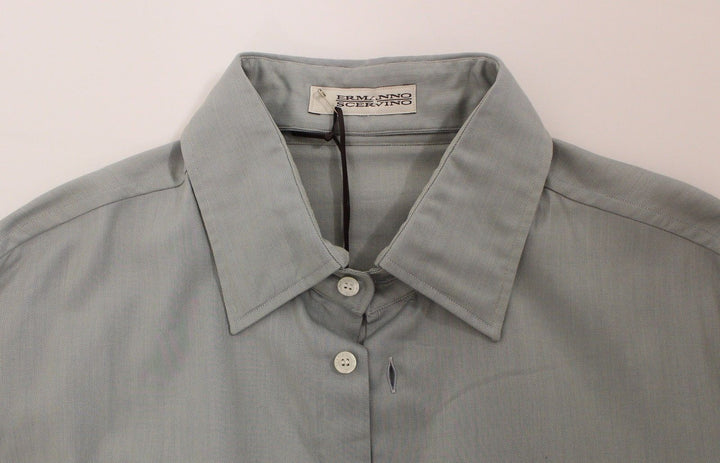 Men’s Ermanno Scervino Gray Cotton Long Sleeve Casual Shirt Top
