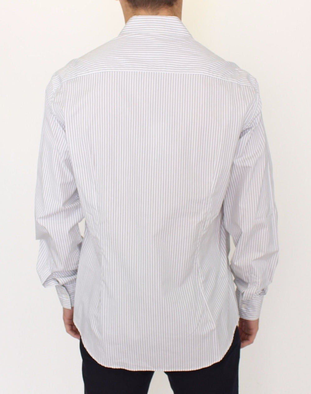Men’s Ermanno Scervino White Gray Striped Regular Fit Casual Shirt