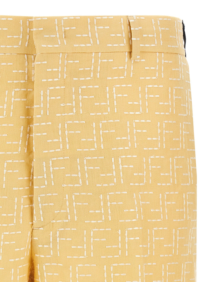Fendi Bicolor Linen Bermuda Shorts