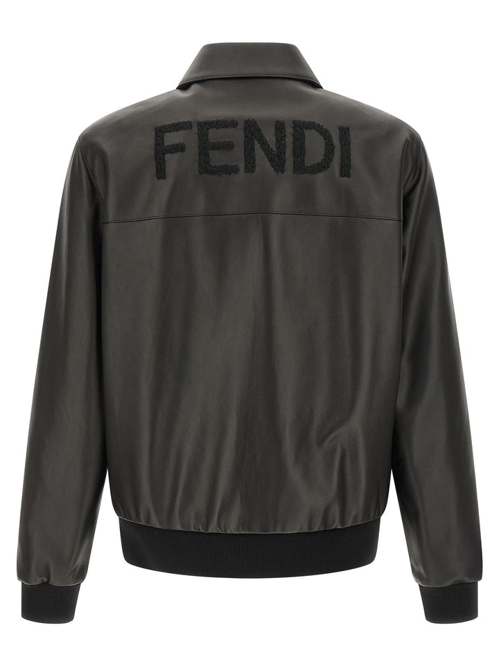 Fendi Black Lamb Leather Leather Jacket