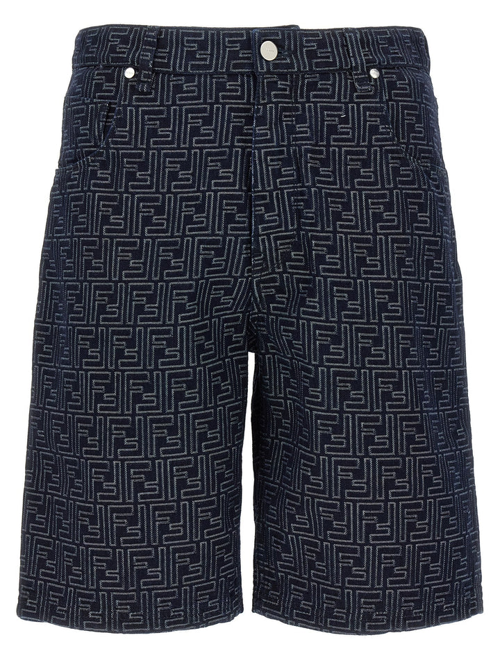 Fendi Blue Cotton Bermuda Shorts