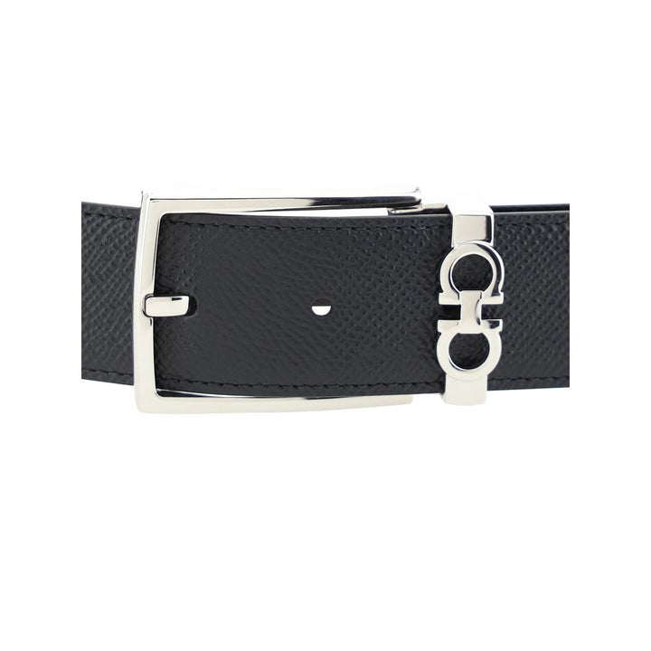 Ferragamo Black Calf Leather Bos Taurus Belt