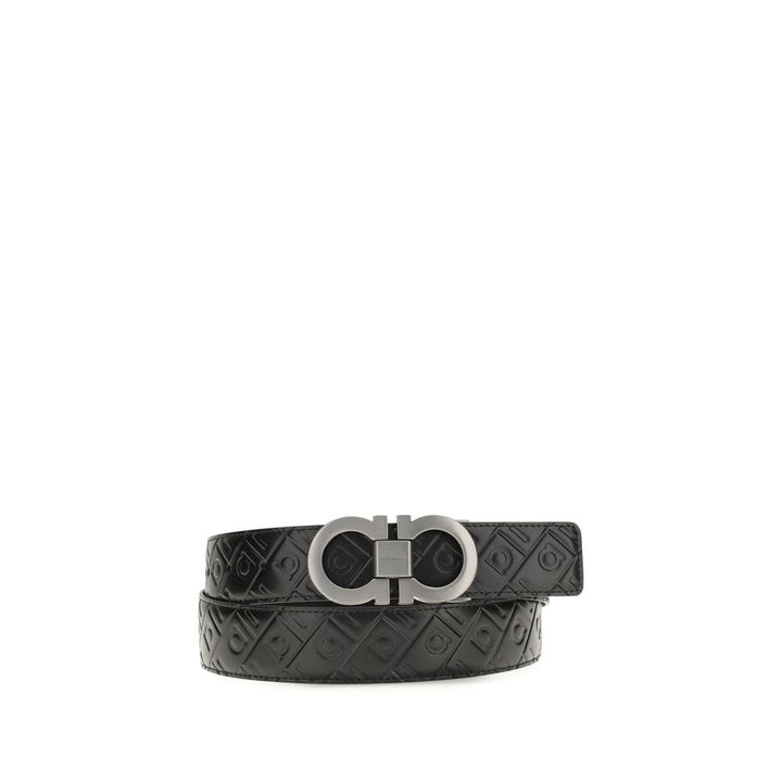 Ferragamo Black Calf Leather Bos Taurus Regular Belt