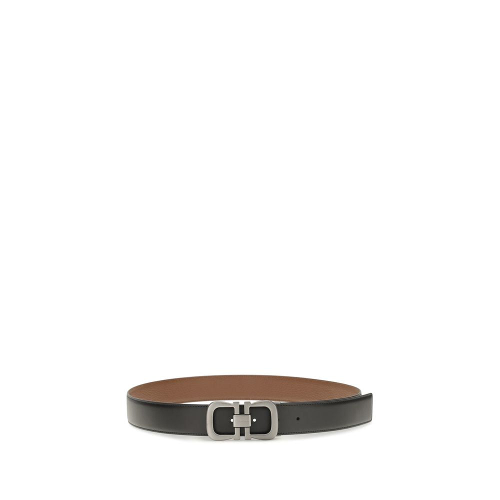 Ferragamo Black Calf Leather Bos Taurus Regular Belt