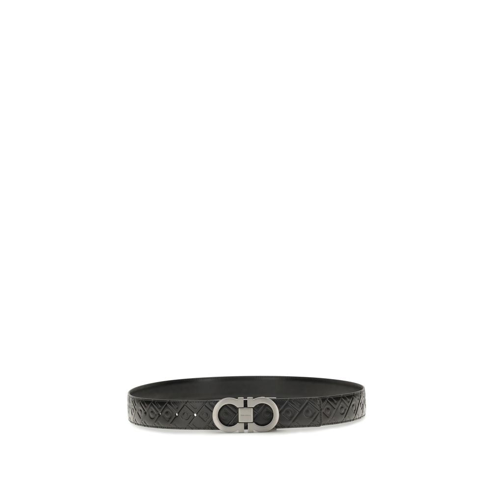 Ferragamo Black Calf Leather Bos Taurus Regular Belt
