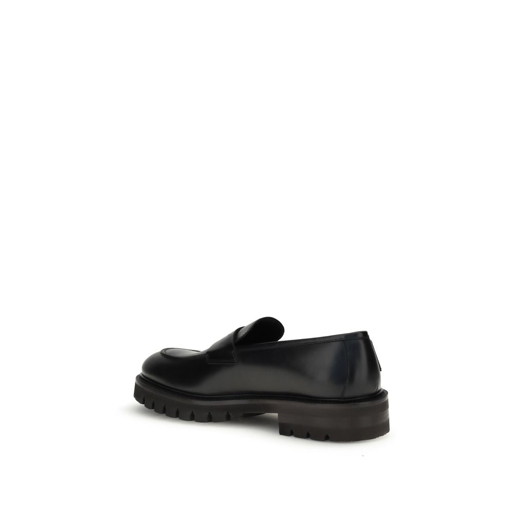 Men’s Ferragamo Black Calf Leather Bos Taurus Slip-on Loafers