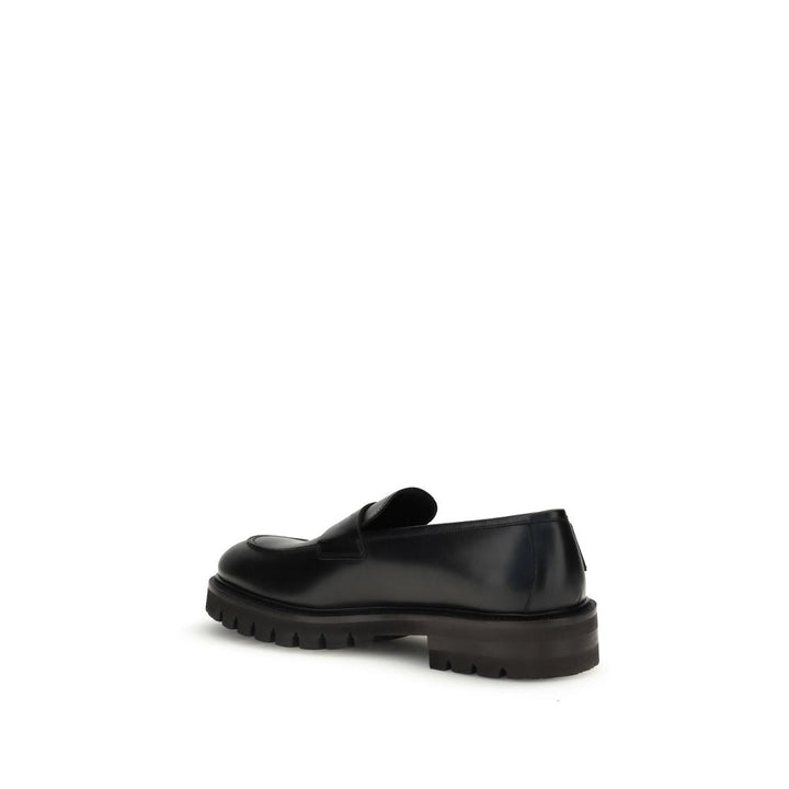 Men’s Ferragamo Black Calf Leather Bos Taurus Slip-on Loafers