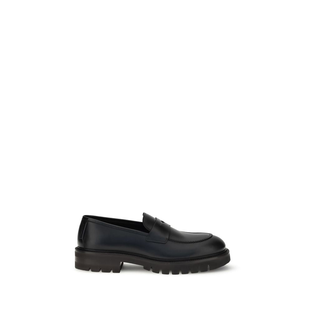 Men’s Ferragamo Black Calf Leather Bos Taurus Slip-on Loafers