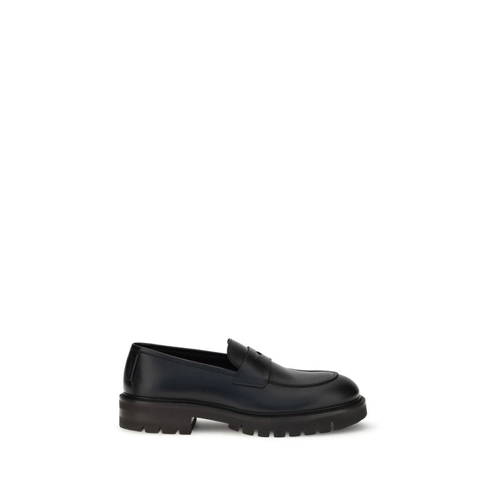 Men’s Ferragamo Black Calf Leather Bos Taurus Slip-on Loafers