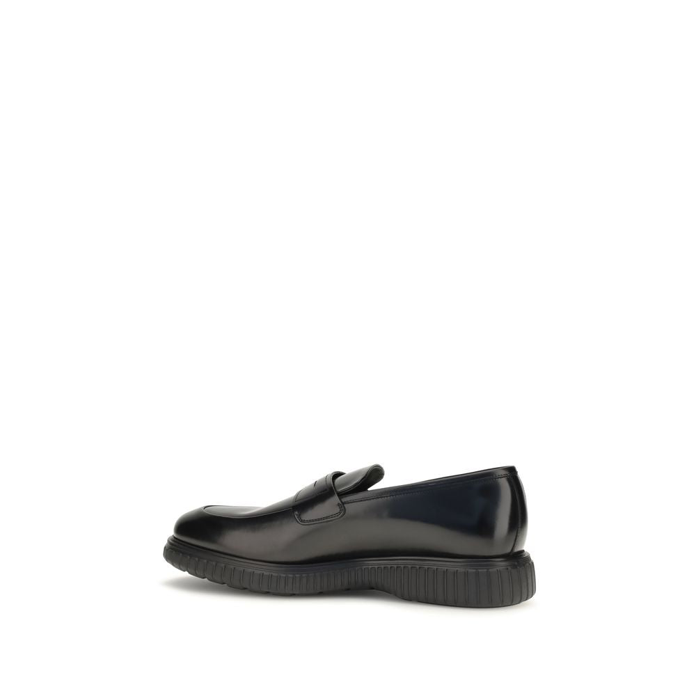 Men’s Ferragamo Black Calf Leather Bos Taurus Slip-on Loafers