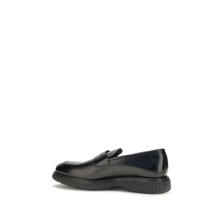 Men’s Ferragamo Black Calf Leather Bos Taurus Slip-on Loafers