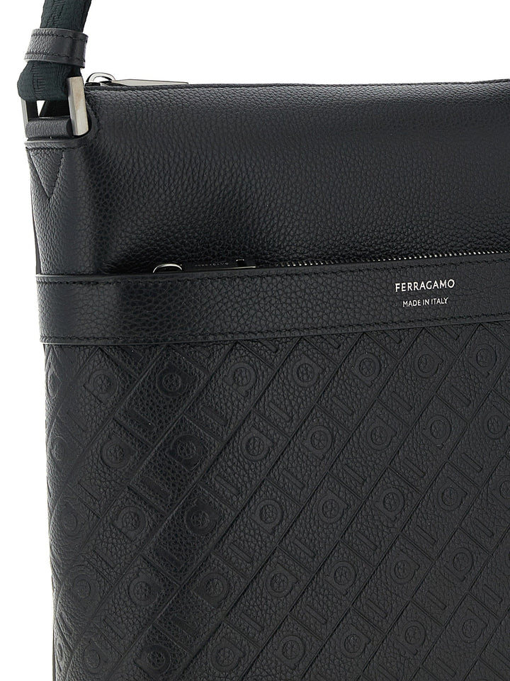 Men’s Ferragamo Black Calfskin Crossbody Bag