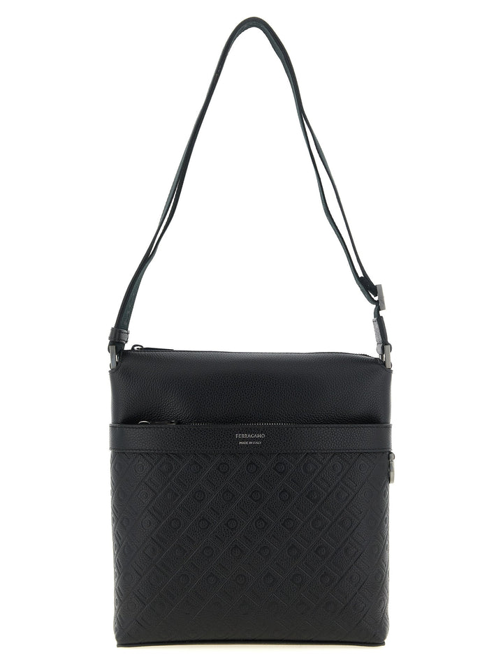 Men’s Ferragamo Black Calfskin Crossbody Bag