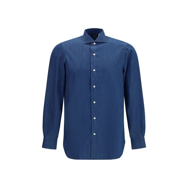 Finamore Blue Cotton Shirt