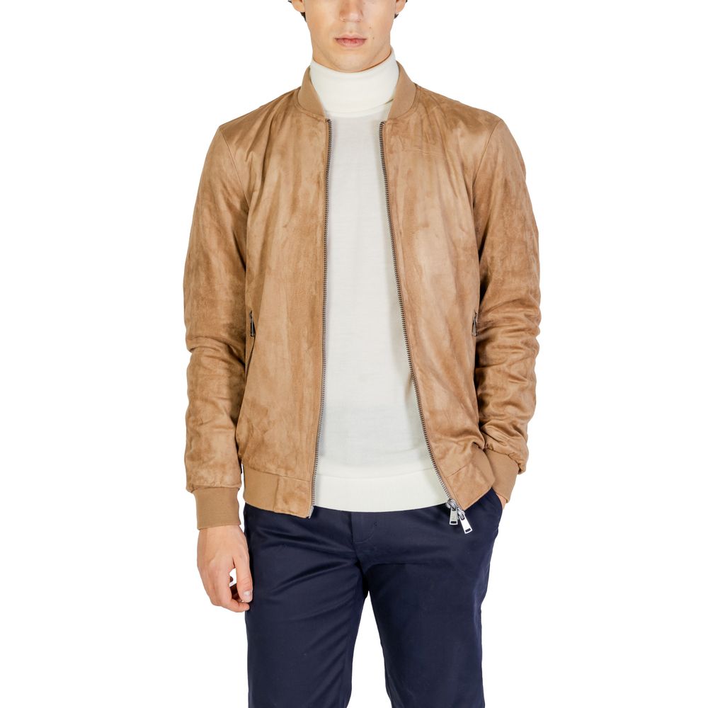 Men’s Gianni Lupo Beige Polyester Bomber