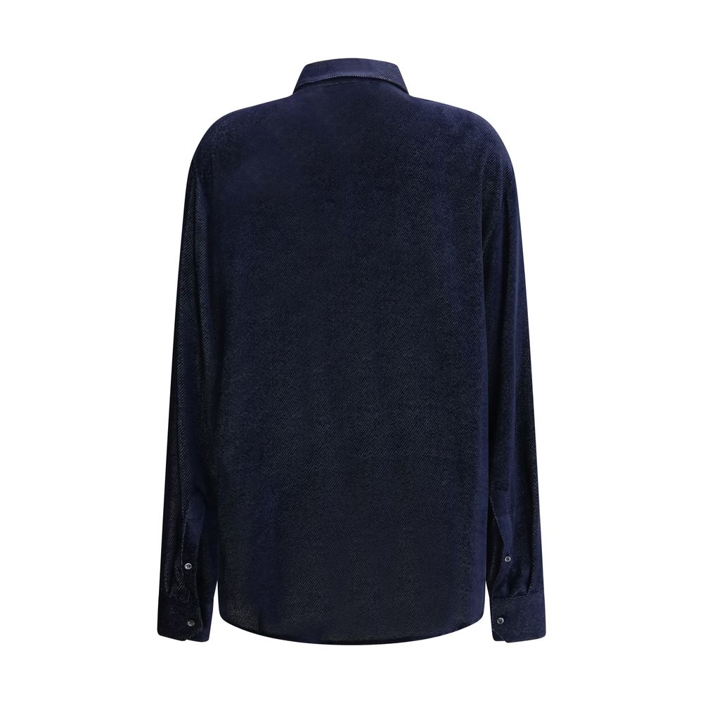 Men’s Giorgio Armani Blue Silk Dress Shirt