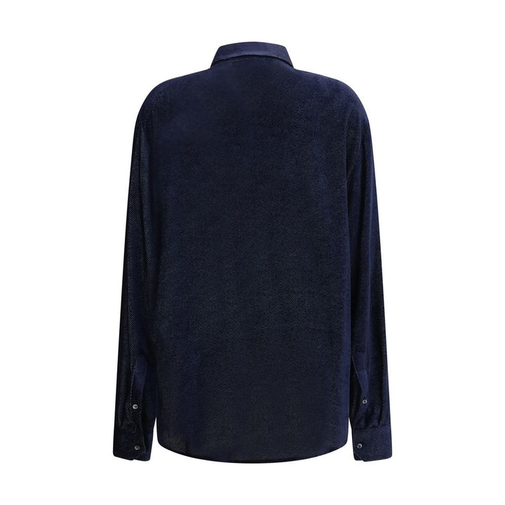 Men’s Giorgio Armani Blue Silk Dress Shirt