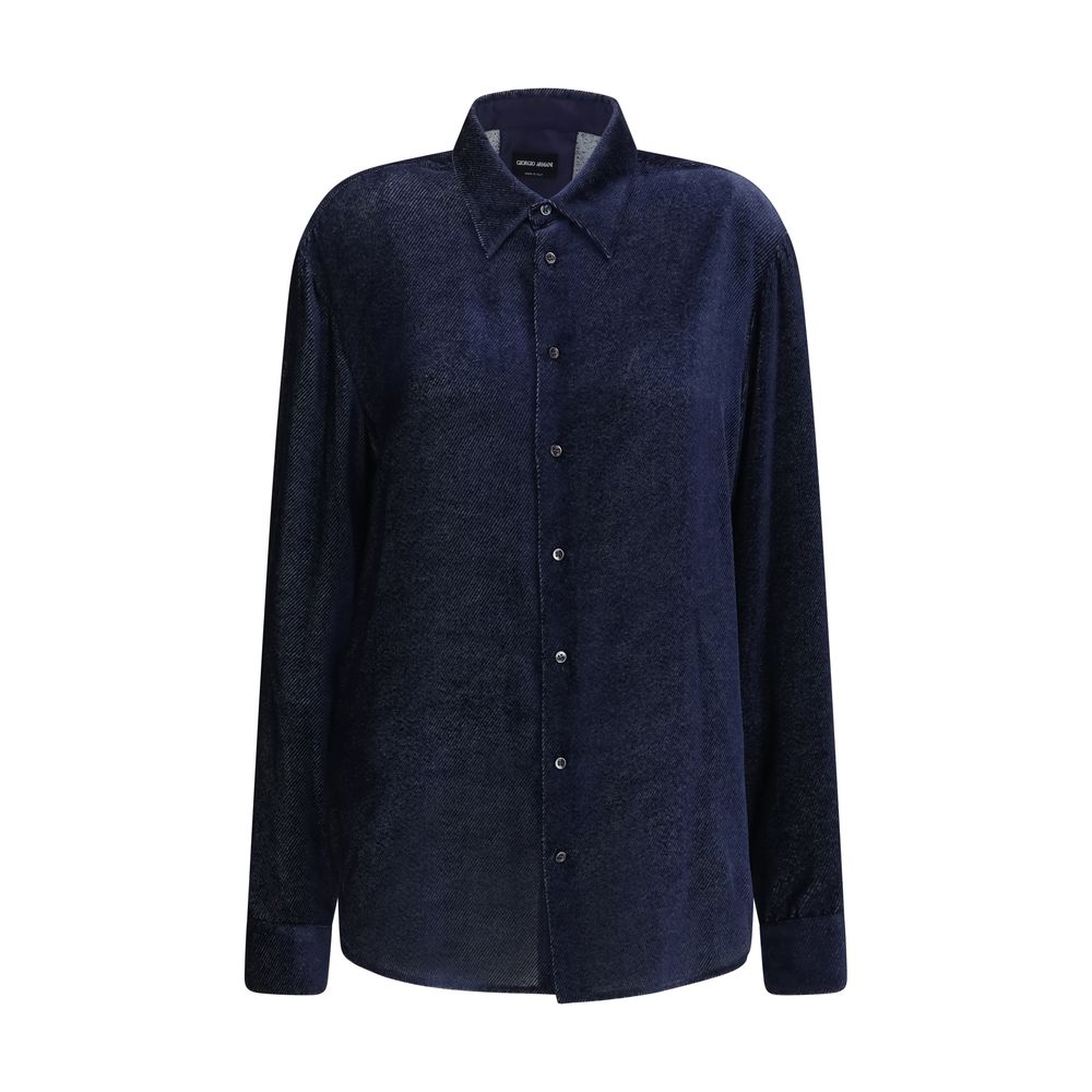 Men’s Giorgio Armani Blue Silk Dress Shirt