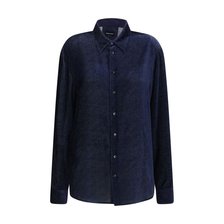 Men’s Giorgio Armani Blue Silk Dress Shirt