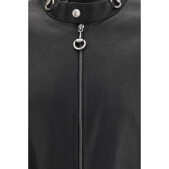 Men’s Gucci Black Calf Leather Bos Taurus Biker Jacket