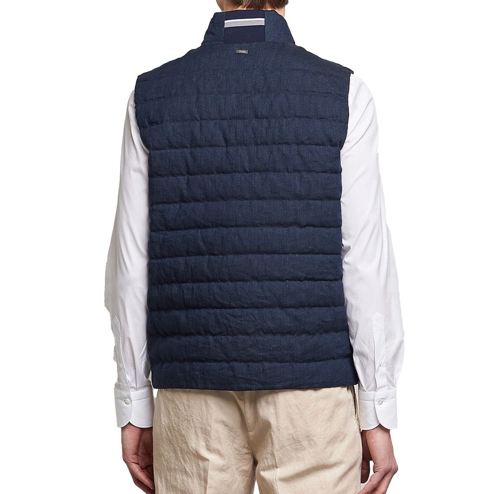 Men’s Herno Blue Linen Sleeveless Jacket